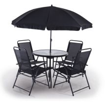 Practixx Ensemble De Meubles De Jardin Px-bs-1 – Salon De Jardin 4 Personnes – Table Et 4 Chaises De Jardin – Parasol Inclus – Résistant Aux 