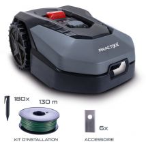 Practixx - Robot tondeuse PX-RRM-600Wi – Jardins jusqu'à 600 m² – Largeur de coupe 18 cm – Hauteur de coupe 2 à 6 cm – Bluetooth ou WiFi – Autonomie
