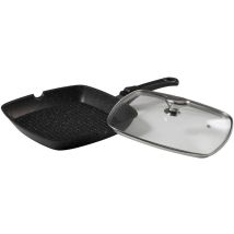 Pradel Excellence 52383m Padella Grill Tipo Pietra Con Coperchio In Vetro 28 X 28 Cm
