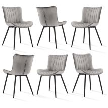 Elegante Esszimmerstühle mit ergonomischem Design und sanften Kurven, Komfort trifft auf unaufdringlichen Luxus - 6er Set - Hellgrau - Goeurvant