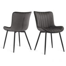 Elegante Esszimmerstühle mit ergonomischem Design und sanften Kurven, Komfort trifft auf unaufdringlichen Luxus - 2er Set - Dunkelgrau - Goeurvant