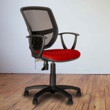 Nowy Styl - Drehstuhl verstellbar Schreibtischstuhl Rollen Bürostuhl Mesh einstellbar, Ringarmlehnen Höhenverstellbar, rot