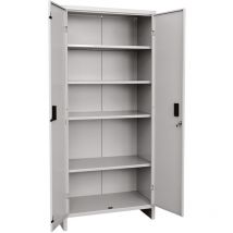 Prometal Werkstattschrank aus lackiertem Blech 100cm x 40cm x 180cm 2 Türen 4 Einlegeböden Zylinderschloss mit Schlüssel