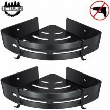 Ahlsen Eck-Dusch-Caddy, Badezimmer-Regal, Wand-Duschregal ohne Präferenz, Aluminium-Dusch-Caddy, zweiteiliger Organizer, Schwarz