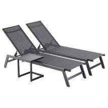Concept-usine - Set aus 2 Liegestühlen und einem Beistelltisch, schwarz prato