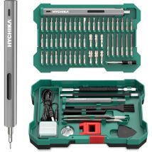 Hychika - Precision Screwdriver Set 67 in 1 Electric Mini Cordless Screwdriver led Lights usb Rechargeable Magnetic Drill Bits Multipurpose Portable