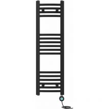 Prefilled Electric Heated Towel Rail Radiator Curved Thermo Smart WiFi 1000x300mm Black
