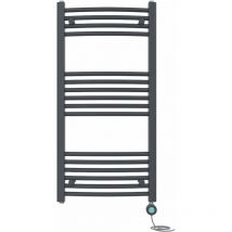 Prefilled Electric Heated Towel Rail Radiator Curved Thermo Smart WiFi 1000x500mm Anthracite