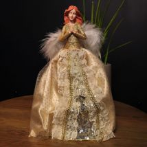 Premier Decorations - 25cm Premier Christmas Tree Topper Angel Decoration with Feather Wings in Gold