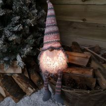 50cm Christmas Sitting Male Light Up LED Gonk with Dangly Legs in Striped Hat