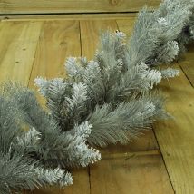 Premier Decorations - Christmas Silver Garland With Some Glitter Tips - 1.8 Meter (6.5 Ft)