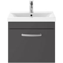 Athena Wall Hung 1-Drawer Vanity Unit with Basin-1 500mm Wide - Gloss Grey - Nuie