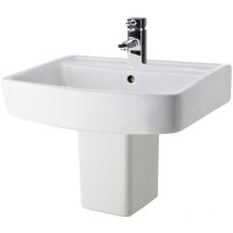 Premier - Nuie Bliss Basin and Semi Pedestal 520mm Wide - 1 Tap Hole
