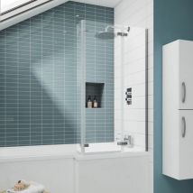 Premier - Nuie Ella Bath Screen with Hinged End Panel 1400mm h x 760mm w - 5mm Glass