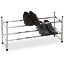 A Place For Everything - Interiors By Premier Stackable 2 Tier Extendable Shoe Rack, Extendable Chrome Rack, Angled Shelves Of Chrome Shoe Organizer