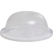 Wadiga - Premier Housewares Round White Marble Cheese Board With Clear Plastic Dome Polished Finish Sturdy Marble and Dome Versatile w20 x d20 x h8cm