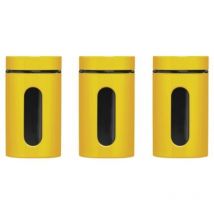 Premier Housewares - Set di 3 Barattoli, Smalto Giallo su Acciaio/Vetro, 1000 ml