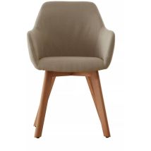 Premier Housewares - Interiors by Premier Stone Fabric Chair With Wood Legs, Backrest Dining Chair, Space-Saving Office Accent Chair