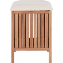 Premier Housewares Stool Natural Finish Stools For Bedroom / Living Room Metal Contemporary Design Wooden Table Stools Cushioned Seat 39 x 52 x 39