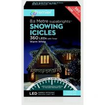 Premier - Snowing Icicles Outdoor Christmas Fairy Lights & Timer - w White - 360 Led's