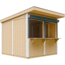 Premium-Außenkiosk - 5,9m² - H240x248x305 cm - Fertig Gartentor, Verkaufsstand, Marktstand, mobiler Bar-Kiosk - LP Smartside Paneelbauweise - Timbela