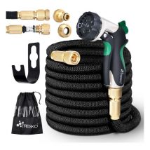 Magic Water Tubo per irrigazione da Giardino e Terrazzo Orto Estensibile + Raccordo in Ottone Nero 30m - Schwarz - Tresko