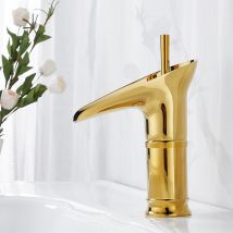 Sjqka - Premium-Marken-Waschtischarmatur aus Kupfer und Gold, kreatives Design in Weinbecherform, universelle Hebelsteuerung – ideal für Badezimmer