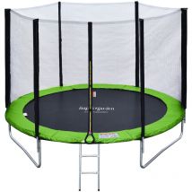 Happy Garden - Premium Pack Trampolino 180 cm reversibile verde/blu cairns + rete, scala, copertura e kit di ancoraggio