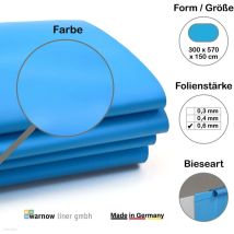 Premium Poolfolie Für Ovalpool, 570 Cm X 300 Cm X 150 Cm, Stärke: 0,6 Mm, Blau, Einhängebiese