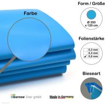 Premium Poolfolie für Rundpool, 350 cm x 120 cm, Stärke: 0,6 mm, blau, Keilbiese