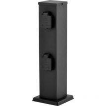 Presa a colonna Presa da giardino a 4 vie da esterno per esterno Colonna di alimentazione, distributore in acciaio inox nero, LxH 12,5x39 cm, giardino