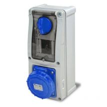 Presa interbloccata verticale con sezionatore, con fondo, con barra din, 230V, 3 poli, 16A, IP67 Rosi 16.3216B6D