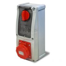 Presa interbloccata verticale con sezionatore, con fondo, con magnetotermico, 380V, 5 poli, 16A, IP67 Rosi 16.3416R6MT