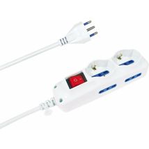 Presa multipla 6 utenze 2 Schuko + 4 bivalenti – 5000079 – Compatibilità spine 10A e 16A – Metzger