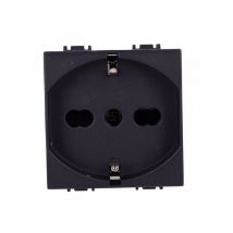 Presa Schuko 2P+T 16A Colore Nero Compatibile Con Bticino Living e Vimar Plana