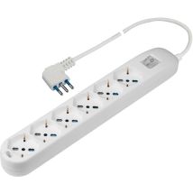 Presa multipla 250 V~ con 6 prese 10/16 A 2P+T – Cavo 1,5 m H05VV-F 3 x 1 mm² – Interruttore luminoso – Poly Pool
