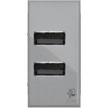 Presa doppia usb 4Box 2.4A per Bticino Axolute grigia 4B.HC.USB.24