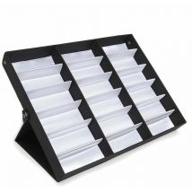 Présentoir de lunettes en cuir PU à 18 grilles, étuis de rangement, couvercle pliable, bote de lunettes de soleil, support organisateur