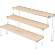 Présentoir de Table en Acrylique, 3 Étages Support Bois à Cupcake Stand de Parfum, Escalier Marches Display Stand, Présentoir à Gâteaux Riser