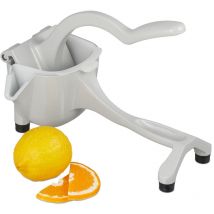 Relaxdays - Presse-citron manuel, presse orange à levier, en aluminium, avec filtre, bec verseur et récipient, gris