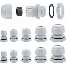 Presse-étoupes M10-M25 10mm-25mm rembourrage presse-étoupes à empiler avec écrou de blocage et rondelle (M10-M25 40pcs)