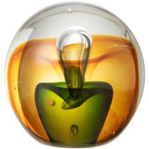 Jolipa - Presse-papier ambre et vert sulfure en verre 10 cm