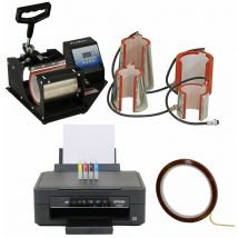 Ensemble Presse à Chaud pour Tasses [5 Tailles Différentes] Avec Imprimante - Sublimation, Impression par Transfert - Cadeaux Personnalisés, Tasses