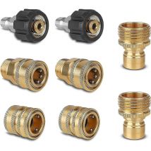 Pressure Washer Adapter Set Quick Disconnect Hose Fittings Brass Couplers Of M22-14 Swivel To 3/8' Quick Connect 3/4' Male To 1/2' Quick Release 8