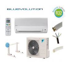 Daikin - pret a poser climatisation 2000W R32 bluevolution reversible FTXF20B + kit de pose 7 metres + support mural