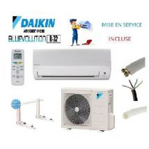 Pret a poser climatisation Daikin 2000W R32 reversible FTXF20B + kit de pose 12 metres + support mural + mise en service incluse