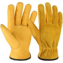 Preuve épine Gants de Jardinage pour Hommes Femmes, Gants de Travail en Cuir Jaune, Gants de Jardinage Complet, l