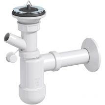 Preloc Basic Siphon für Waschbecken ø32 mm Anschluss an Waschmaschine Metallsieb Gummistopfen Abflussrohr mit Rosette - Prevex