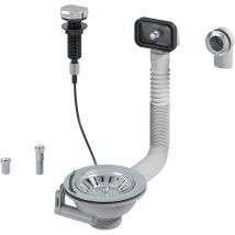 Universal Korbventil für Spüle mit Drehbedienung Siebkorb Überlauf Edelstahl recycelter Kunststoff