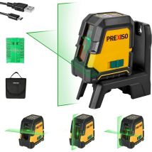 Prexiso - Niveau Laser Auto-nivelant Rechargeable 30M (Faisceau Vert), Traceur de Ligne Laser avec Batterie 2600mAh, Ligne Laser Croisé avec Base